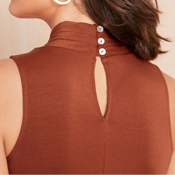 Garnet Hill Mock Neck Knit Maxi Dress in Rust - Size XS - Picture 3 of 10